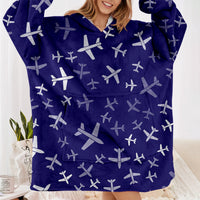 Thumbnail for Different Sizes Seamless Airplanes Designed Blanket Hoodies