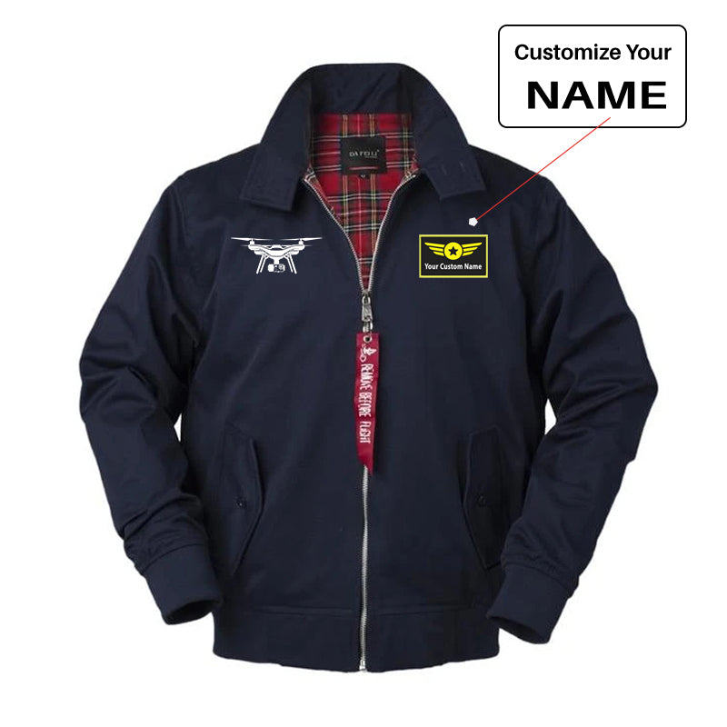 Drone Silhouette Designed Vintage Style Jackets