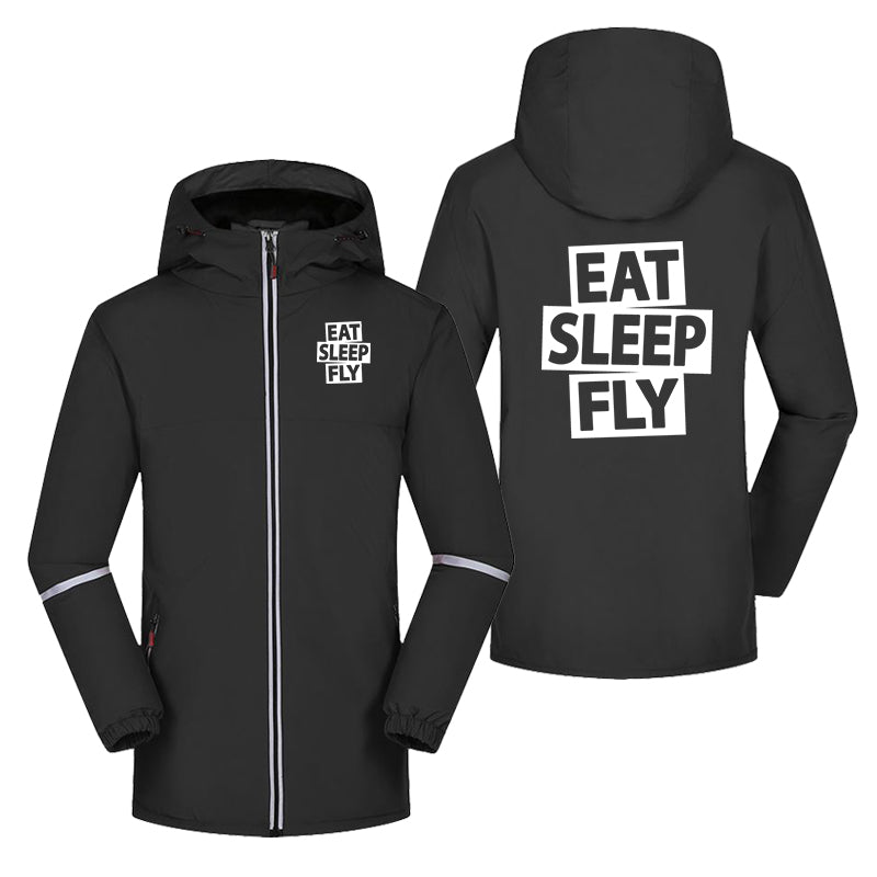 Eat Sleep Fly Designed Rain Coats & Jackets