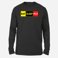 Thumbnail for Eat Sleep Fly (Colourful) Designed Long-Sleeve T-Shirts