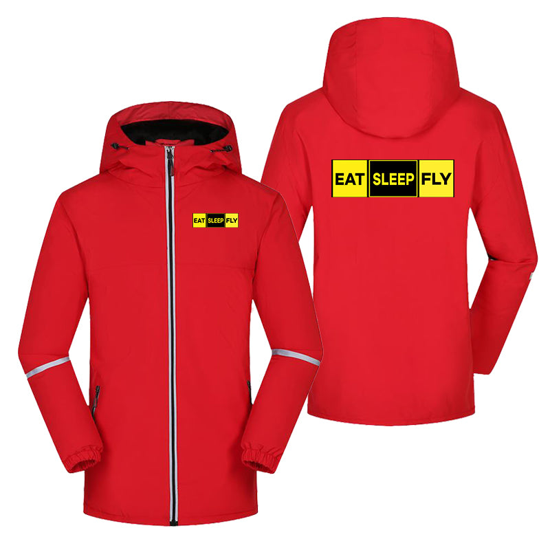 Eat Sleep Fly (Colourful) Designed Rain Coats & Jackets