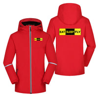 Thumbnail for Eat Sleep Fly (Colourful) Designed Rain Coats & Jackets
