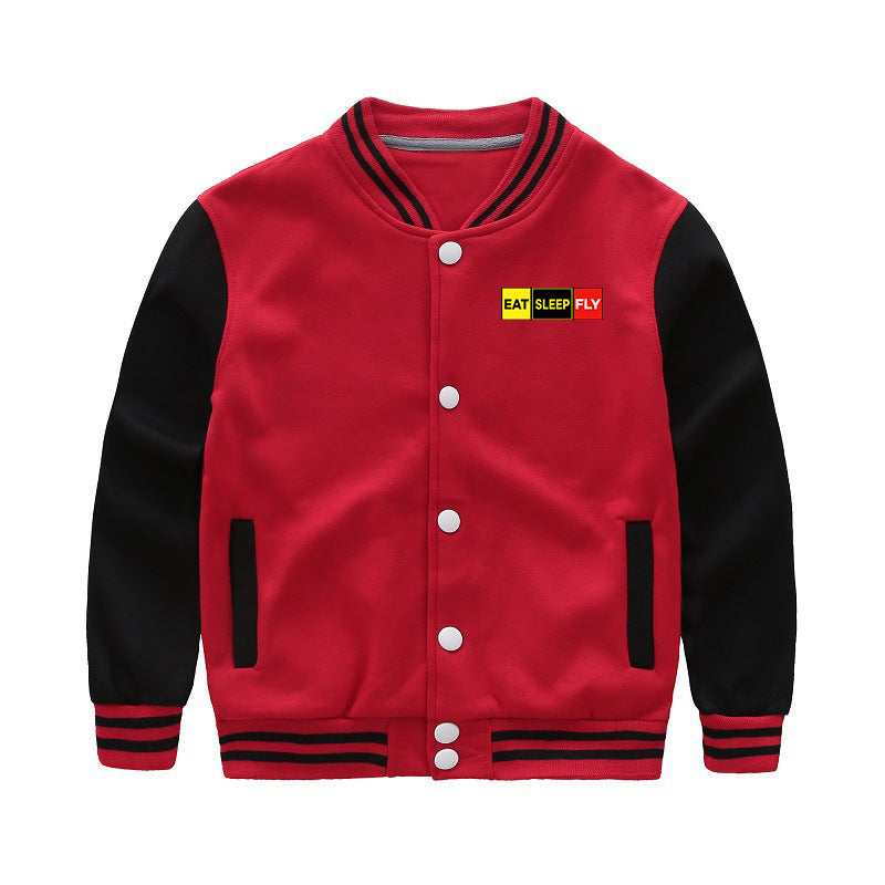 Eat Sleep Fly (Colourful) Designed "CHILDREN" Baseball Jackets