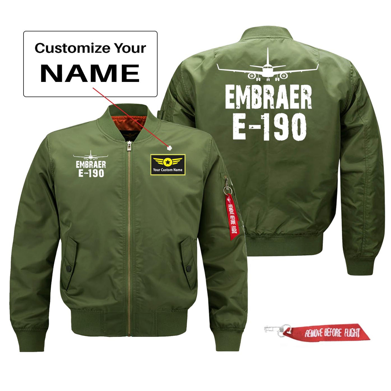 Embraer E190 Silhouette & Designed Pilot Jackets (Customizable)