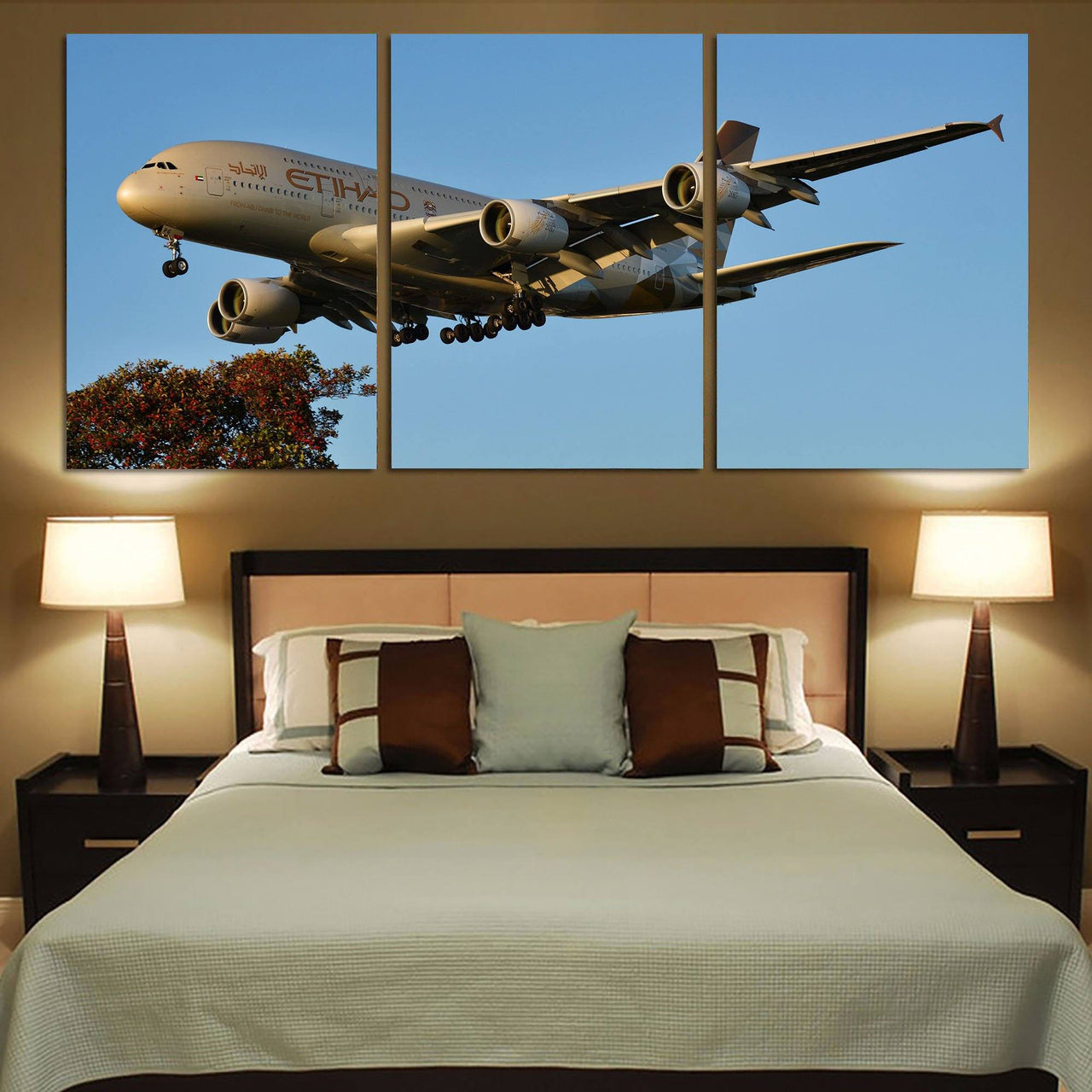 Etihad Airways A380 Printed Canvas Posters (3 Pieces) Aviation Shop 