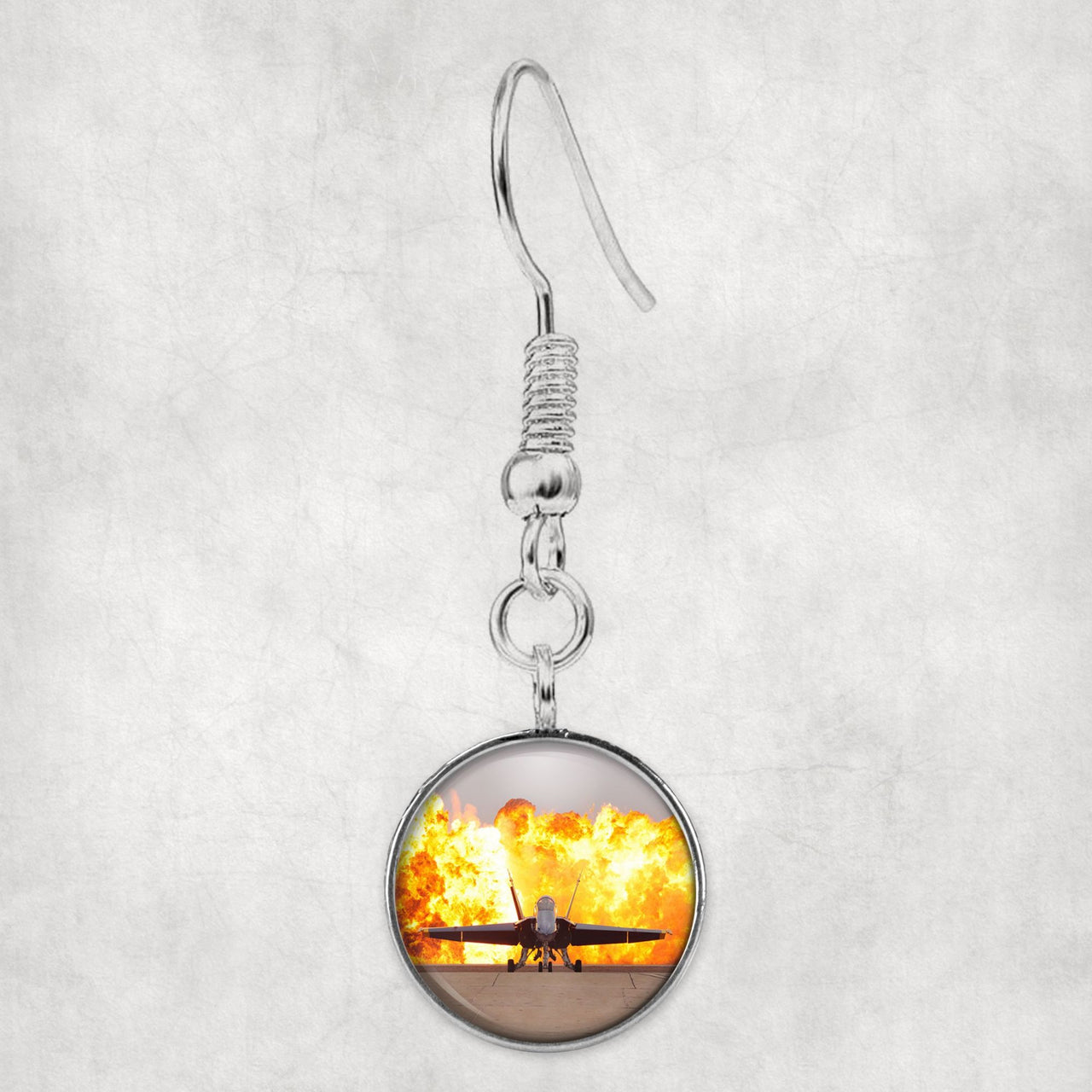 Face to Face with Air Force Jet & Flames Designed Earrings