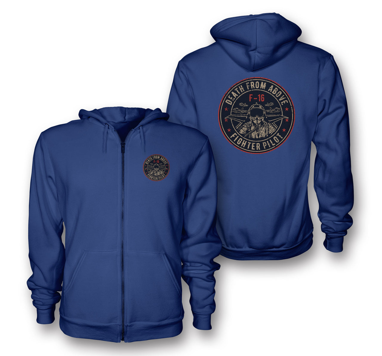 Fighting Falcon F16 - Death From Above Designed Zipped Hoodies