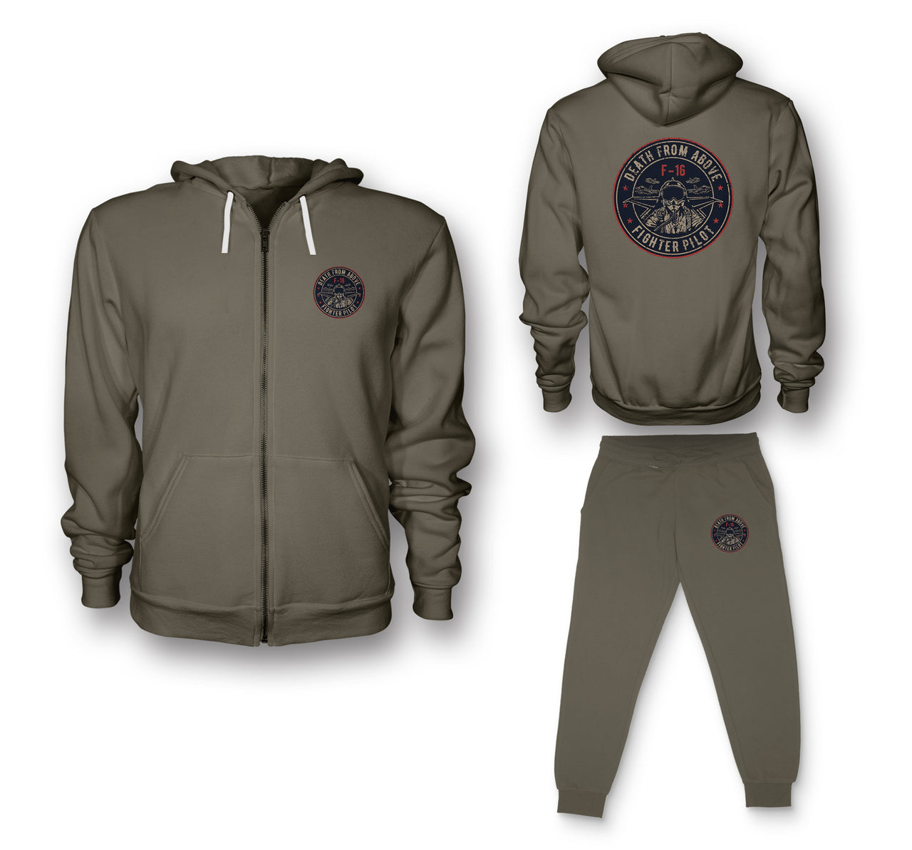 Fighting Falcon F16 - Death From Above Designed Zipped Hoodies & Sweatpants Set
