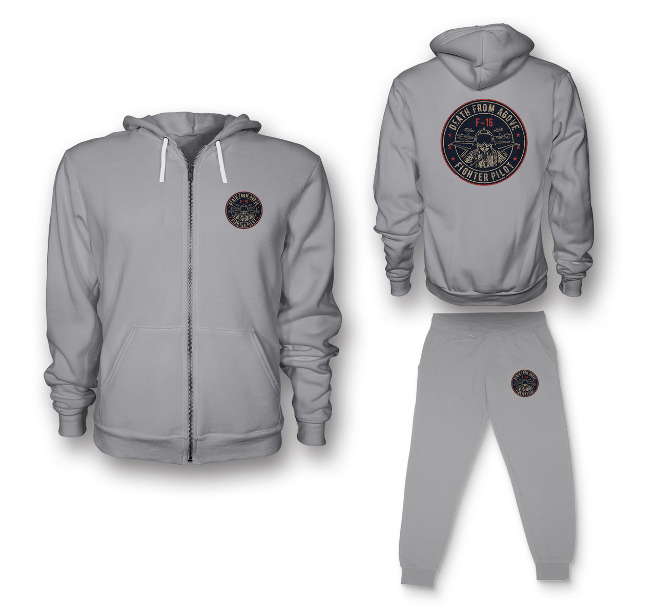 Fighting Falcon F16 - Death From Above Designed Zipped Hoodies & Sweatpants Set