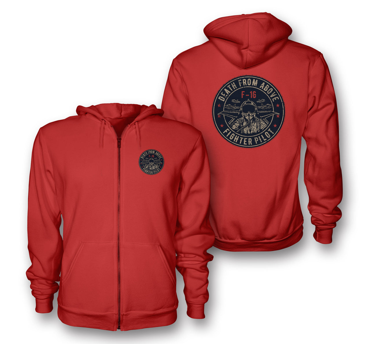 Fighting Falcon F16 - Death From Above Designed Zipped Hoodies