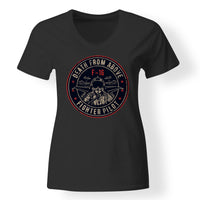 Thumbnail for Fighting Falcon F16 - Death From Above Designed V-Neck T-Shirts