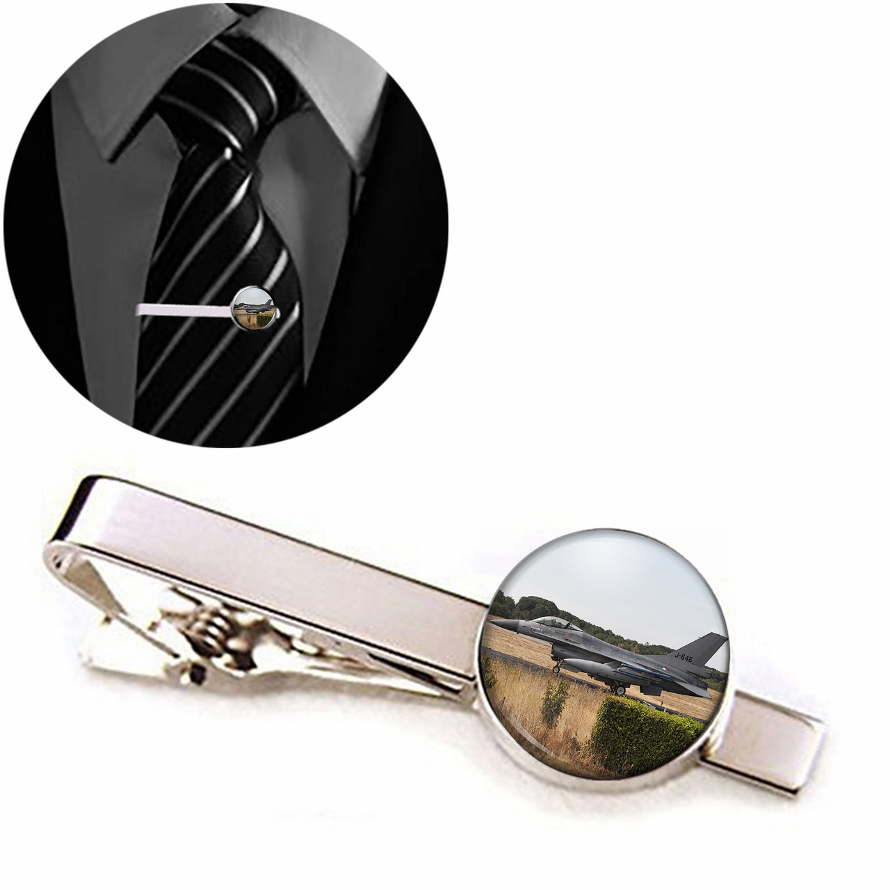 Fighting Falcon F16 From Side Designed Tie Clips