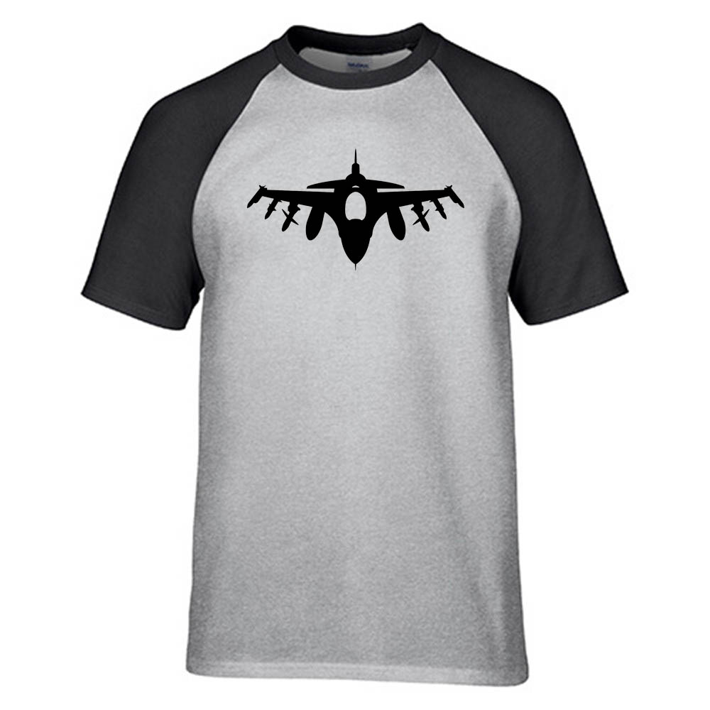 Fighting Falcon F16 Silhouette Designed Raglan T-Shirts