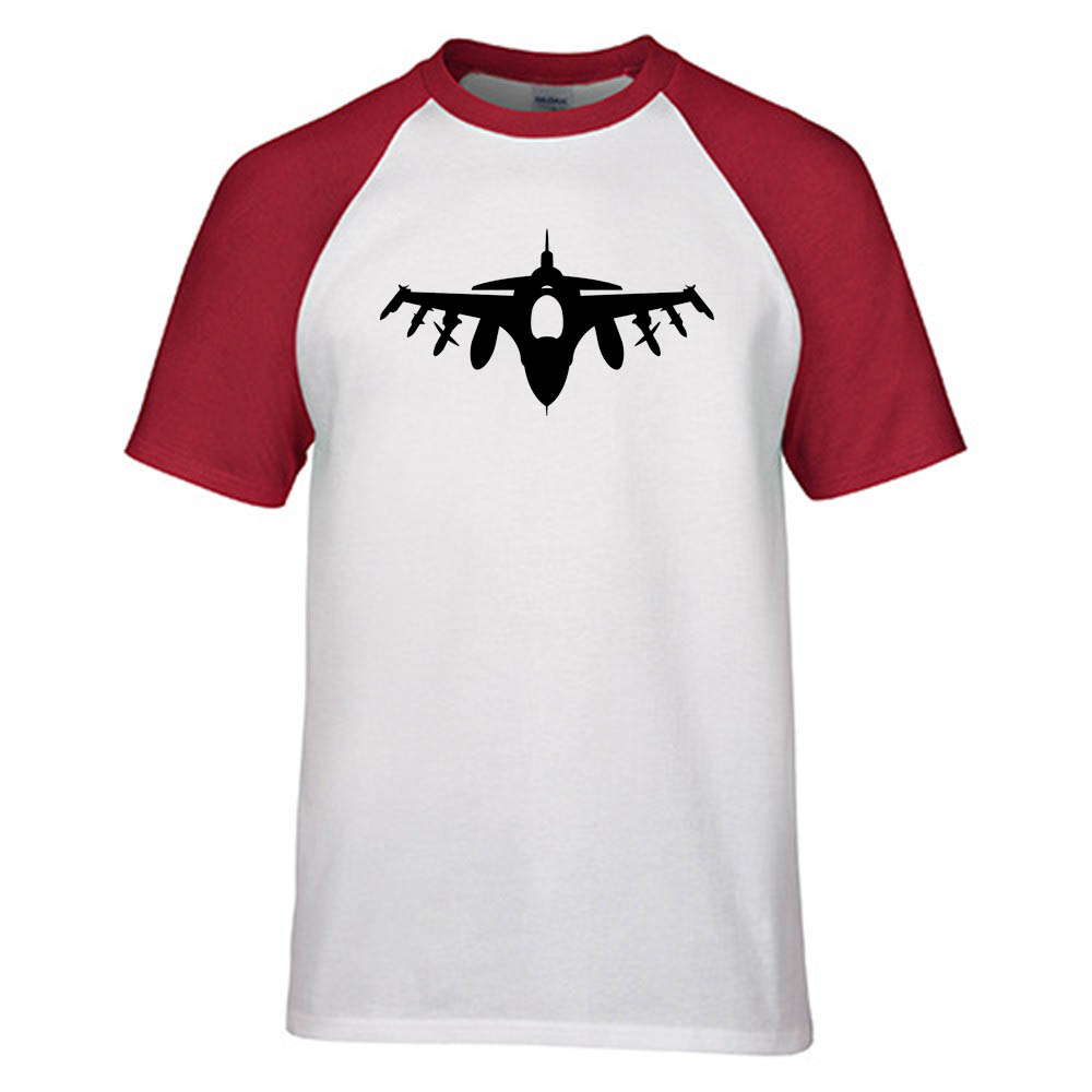 Fighting Falcon F16 Silhouette Designed Raglan T-Shirts