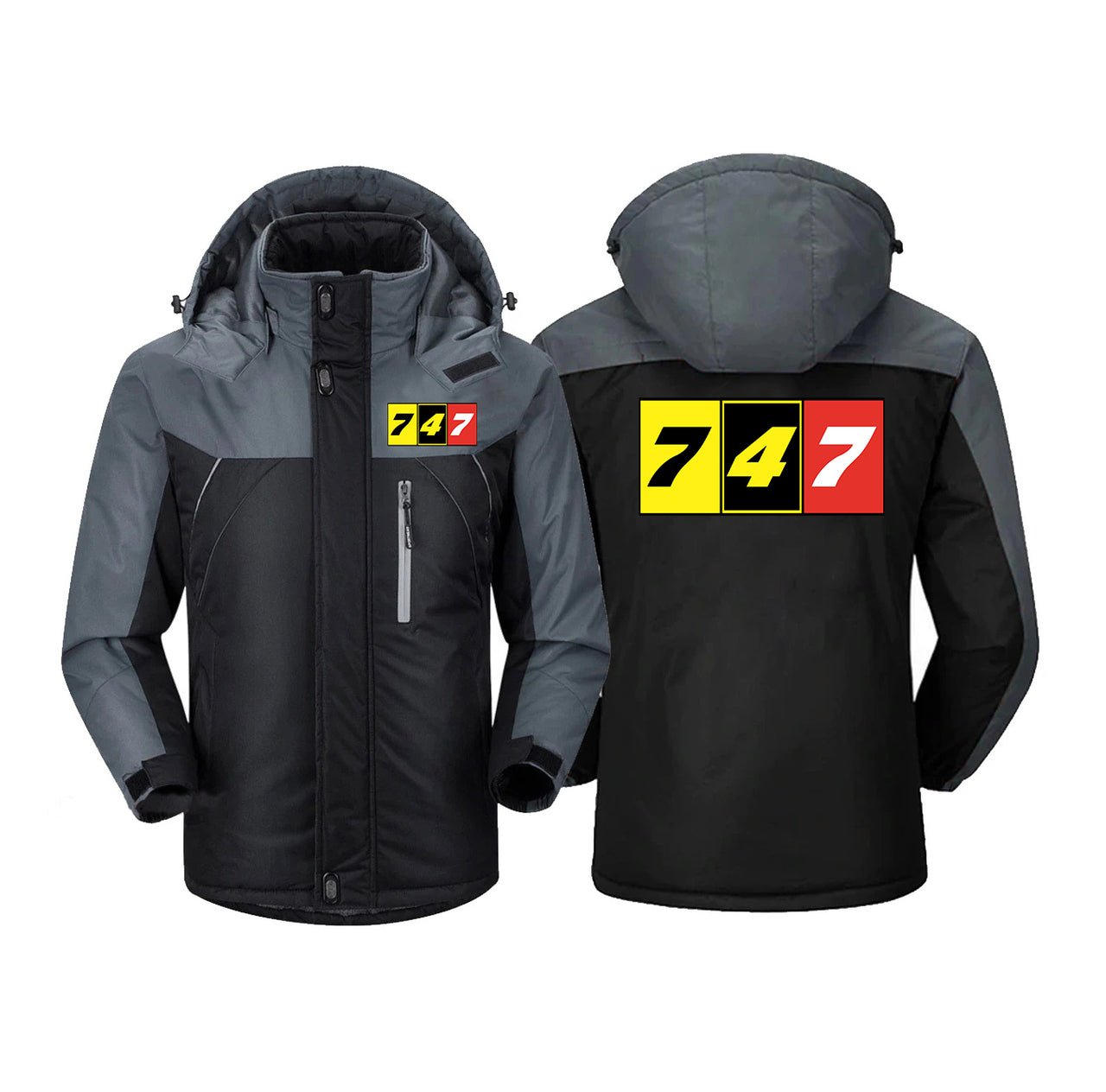 Flat Colourful 747 Designed Thick Winter Jackets