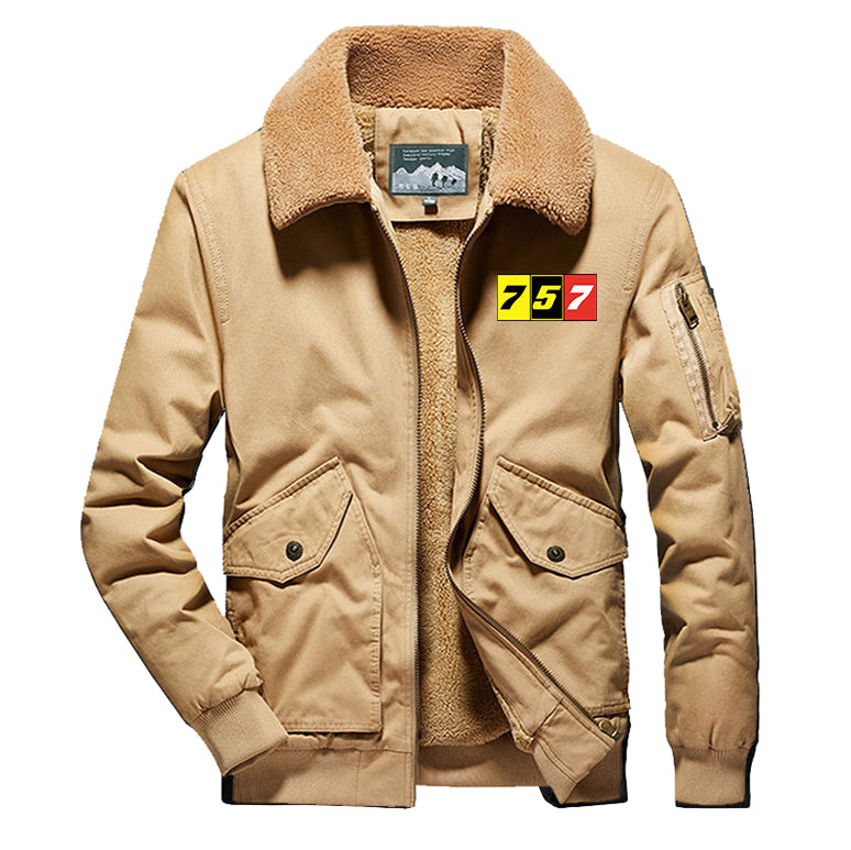 Flat Colourful 757 Designed Thick Bomber Jackets