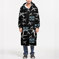 Thumbnail for Fly Be Free Black Designed Blanket Hoodies