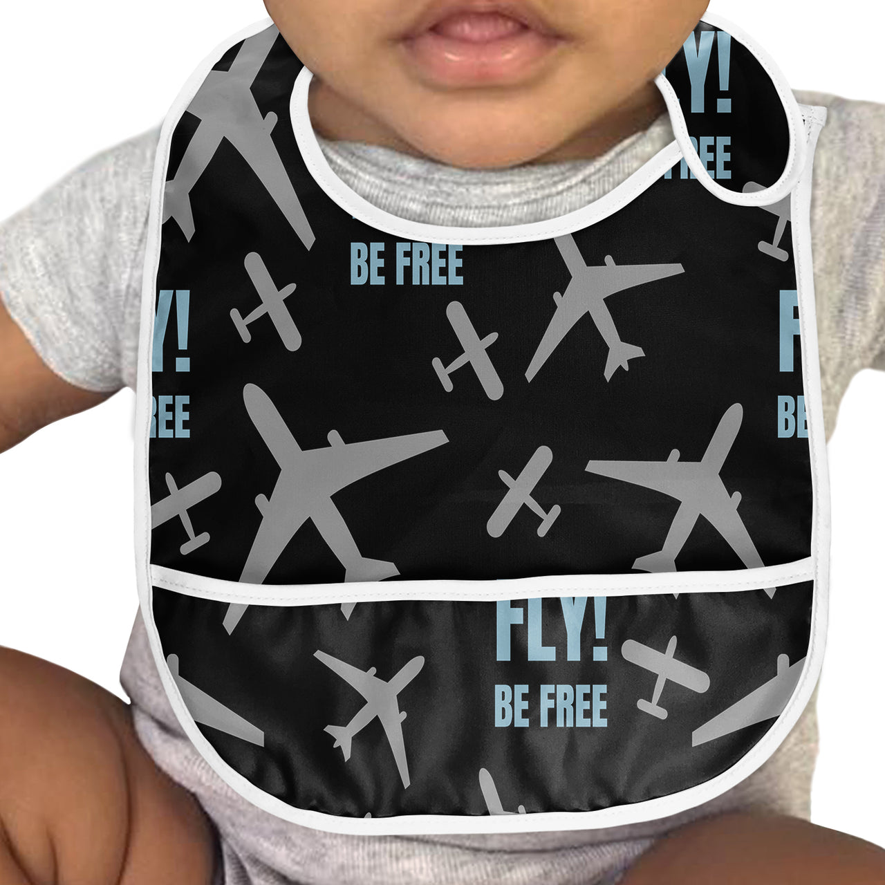 Fly Be Free Black Designed Baby Bib