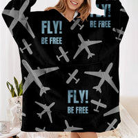 Thumbnail for Fly Be Free Black Designed Blanket Hoodies