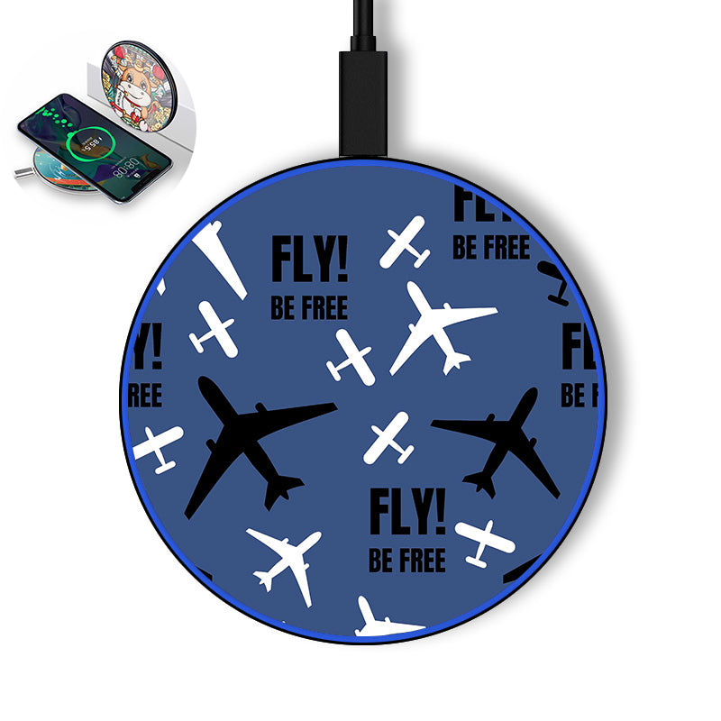 Fly Be Free Blue Designed Wireless Chargers