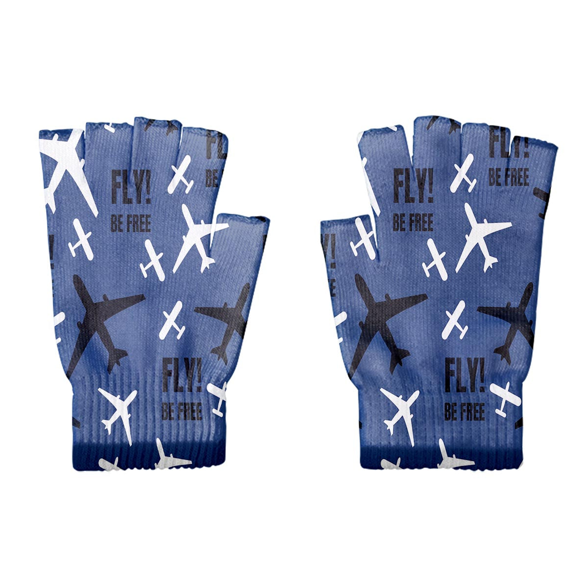 Fly Be Free Blue Designed Cut Gloves