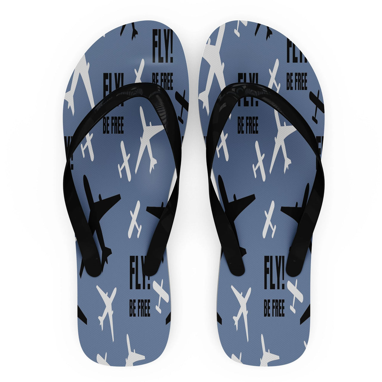 Fly Be Free Blue Designed Slippers (Flip Flops)