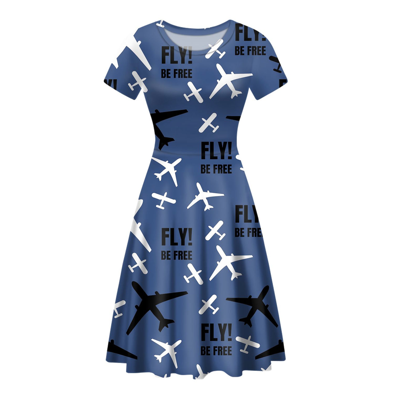 Fly Be Free Blue Designed Women Midi Dress