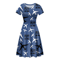 Thumbnail for Fly Be Free Blue Designed Women Midi Dress