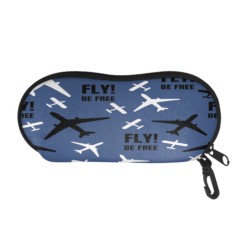 Fly Be Free Blue Designed Glasses Bag
