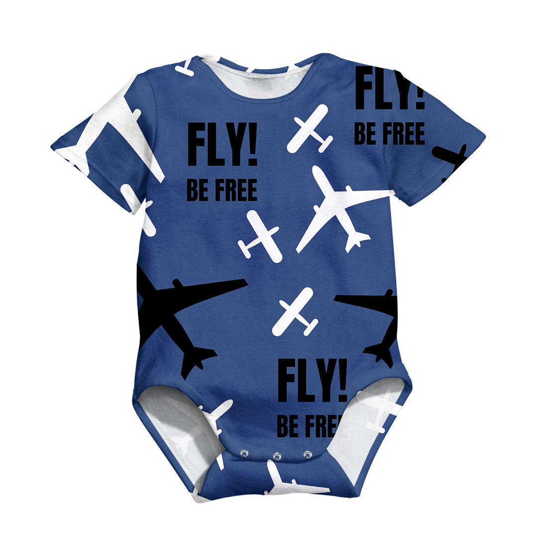 Fly Be Free Blue Designed 3D Baby Bodysuits