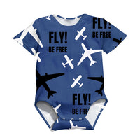 Thumbnail for Fly Be Free Blue Designed 3D Baby Bodysuits