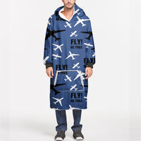 Thumbnail for Fly Be Free Blue Designed Blanket Hoodies