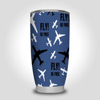 Thumbnail for Fly Be Free Blue Designed Tumbler Travel Mugs