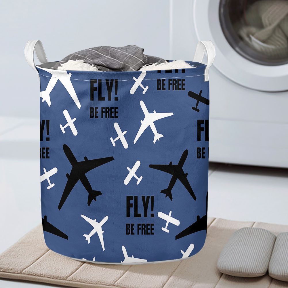 Fly Be Free Blue Designed Laundry Baskets
