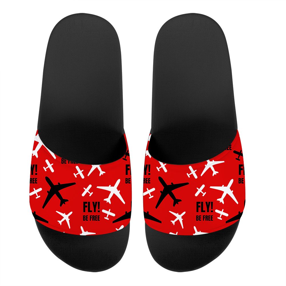 Fly Be Free Red Designed Sport Slippers