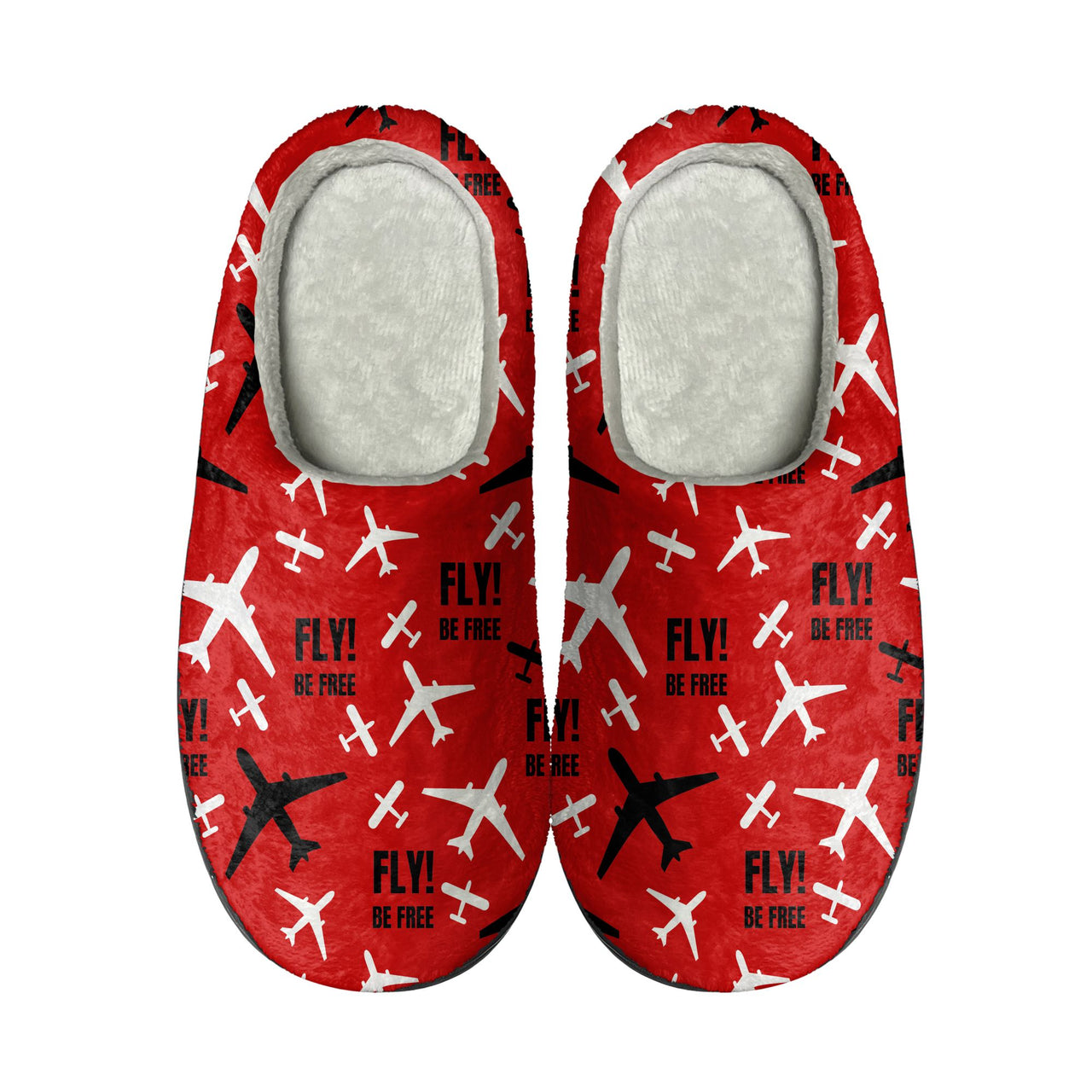 Fly Be Free Red Designed Cotton Slippers