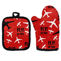 Thumbnail for Fly Be Free Red Designed Kitchen Glove & Holder