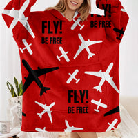 Thumbnail for Fly Be Free Red Designed Blanket Hoodies