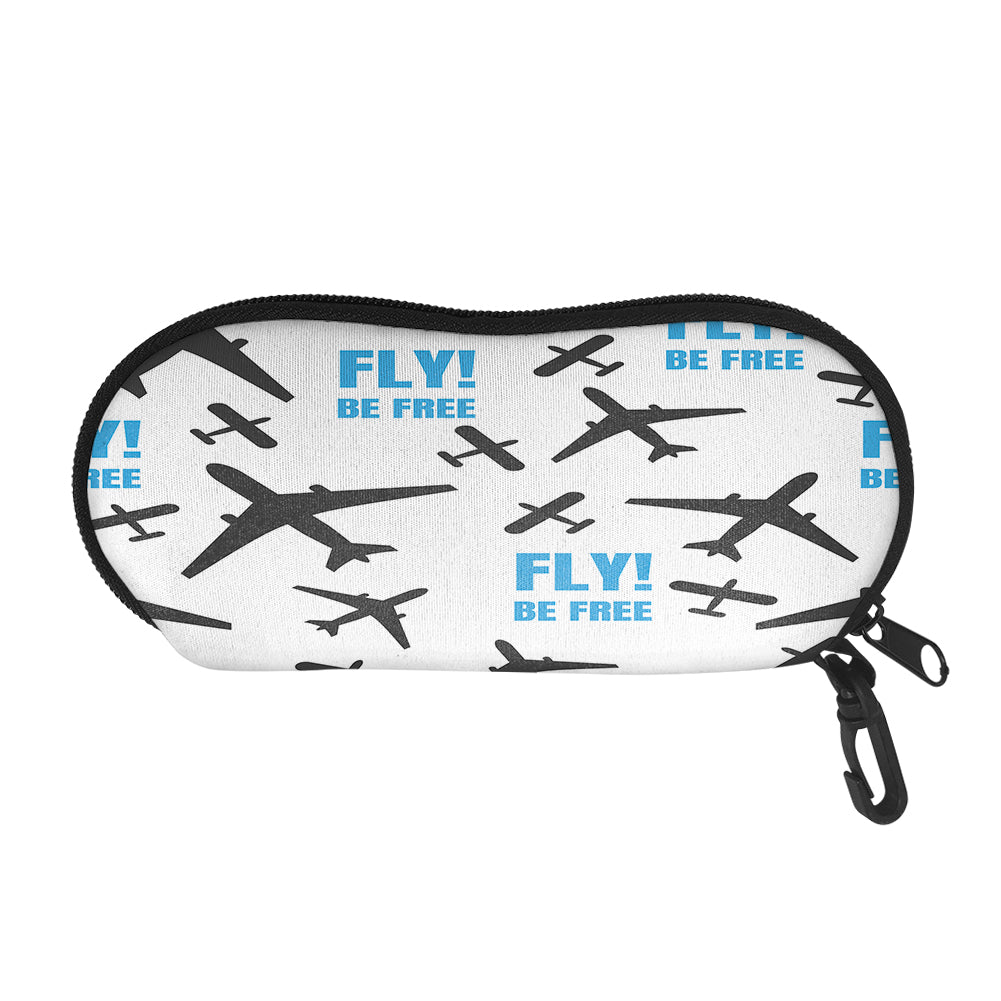 Fly Be Free White Designed Glasses Bag