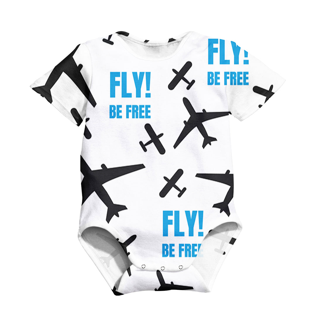 Fly Be Free White Designed 3D Baby Bodysuits