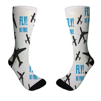 Thumbnail for Fly Be Free White Designed Socks