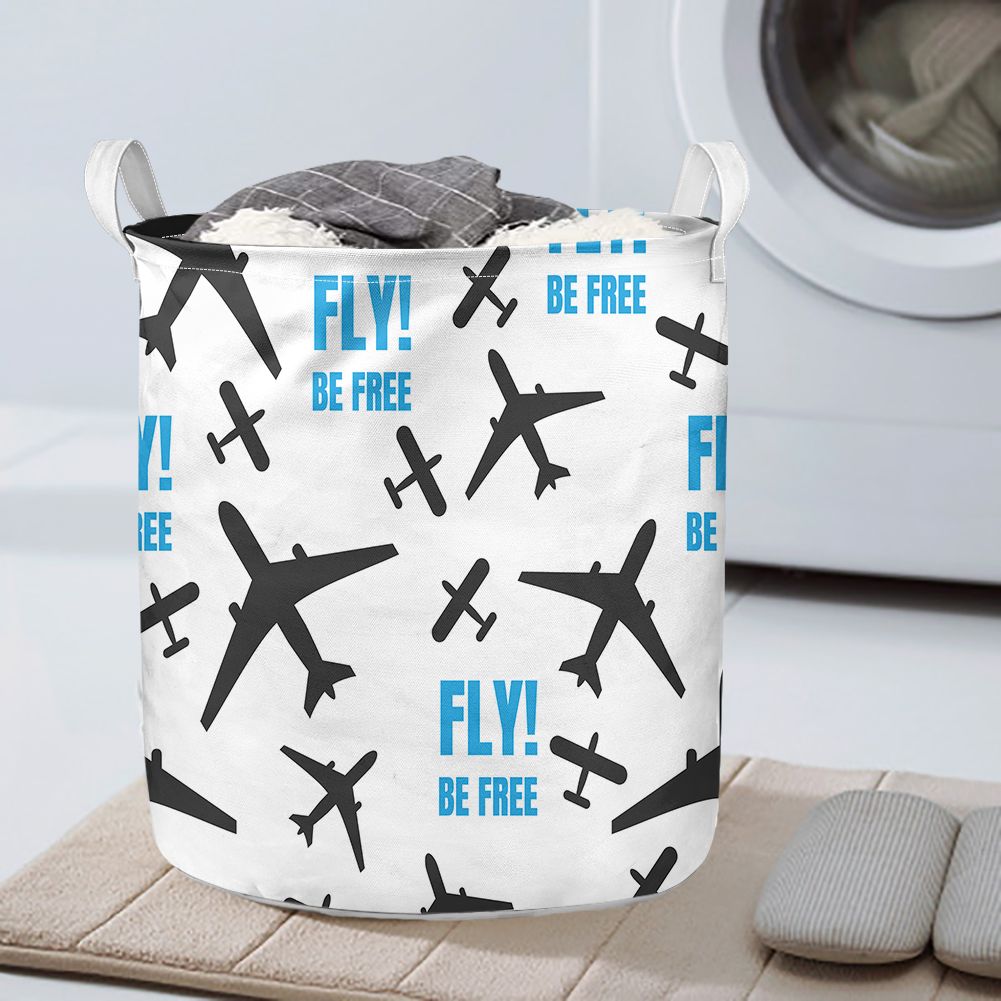 Fly Be Free White Designed Laundry Baskets