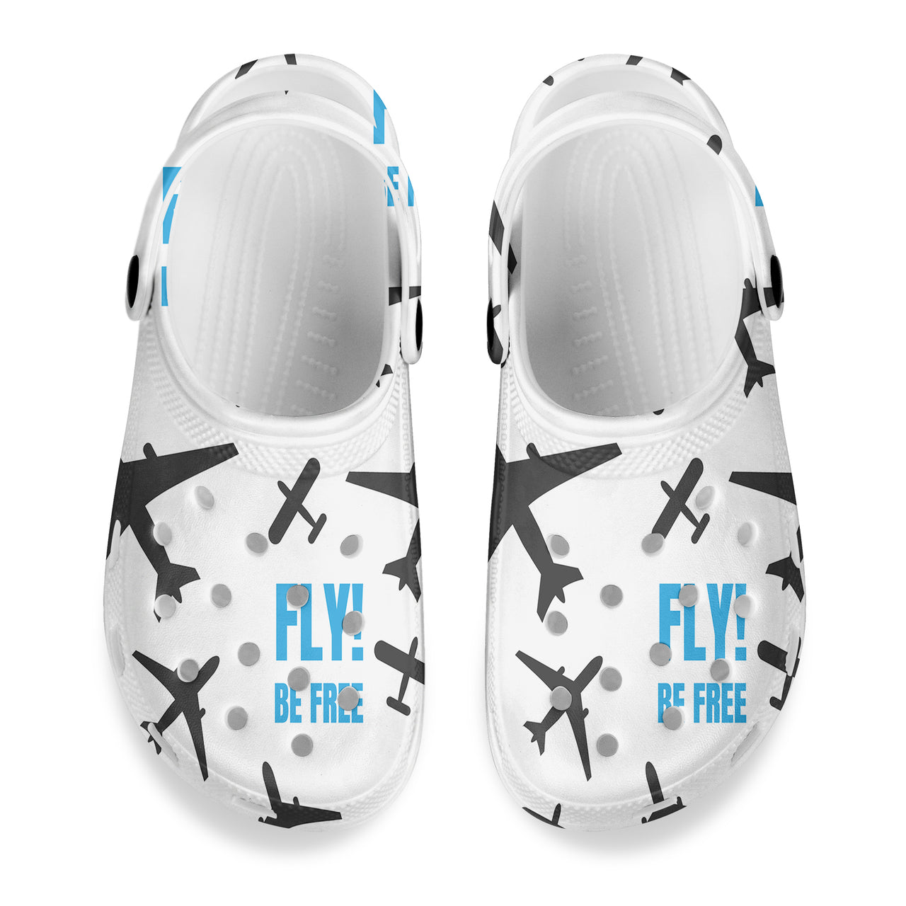 Fly Be Free White Designed Hole Shoes & Slippers (MEN)