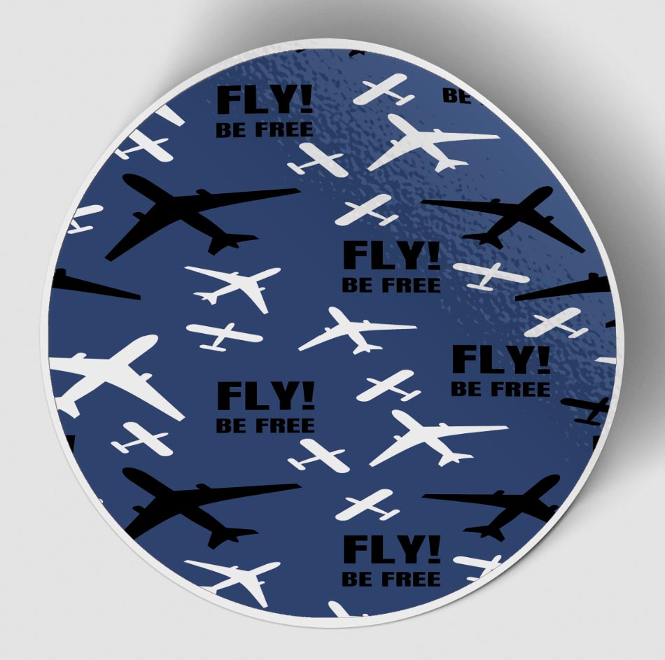 Fly Be Free (Blue) Designed Stickers