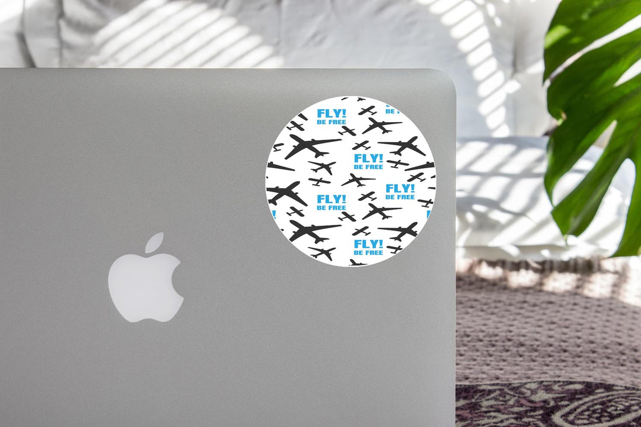 Fly Be Free (White) Designed Stickers