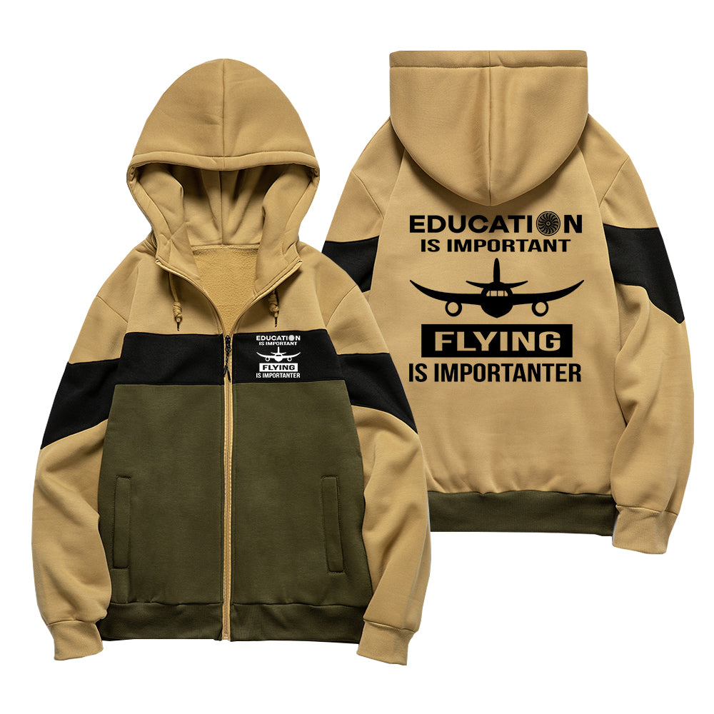 Flying is Importanter Designed Colourful Zipped Hoodies