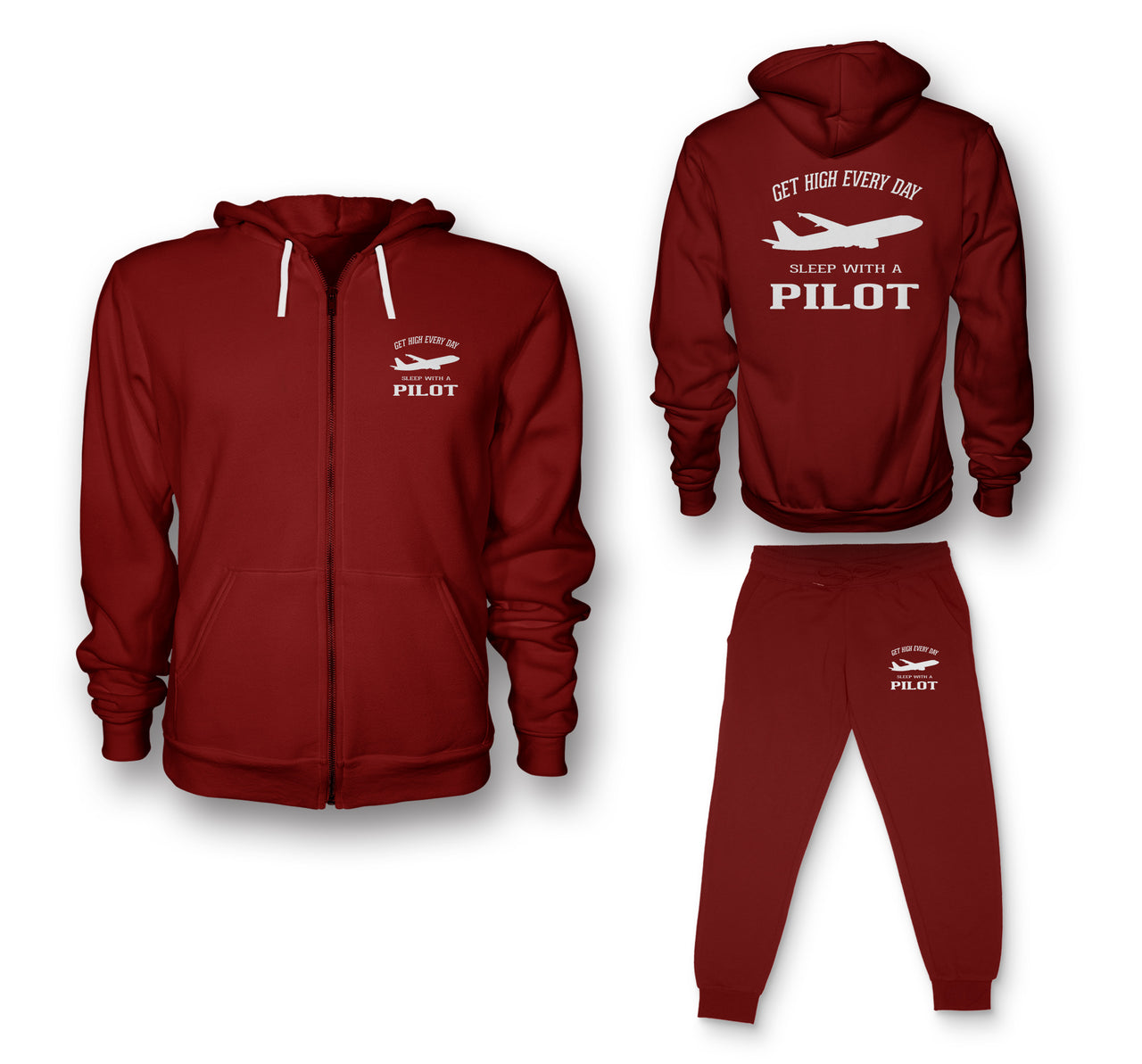 Get High Every Day Sleep With A Pilot Designed Zipped Hoodies & Sweatpants Set