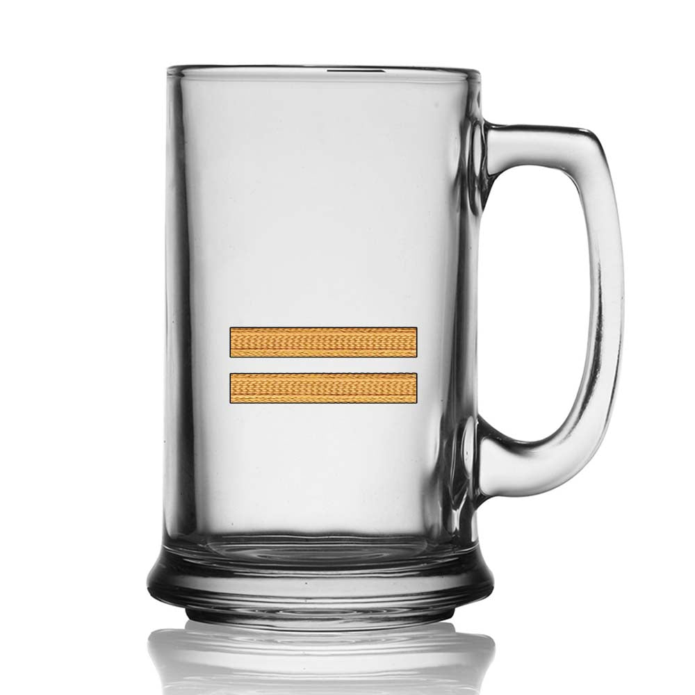 Golden Pilot Epaulettes 2 Lines Designed Beer Glass with Holder
