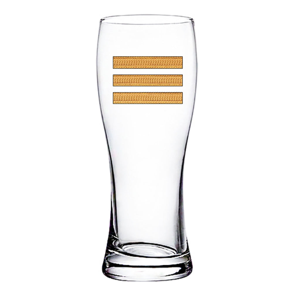 Golden Pilot Epaulettes (3 Lines) Designed Pilsner Beer Glasses
