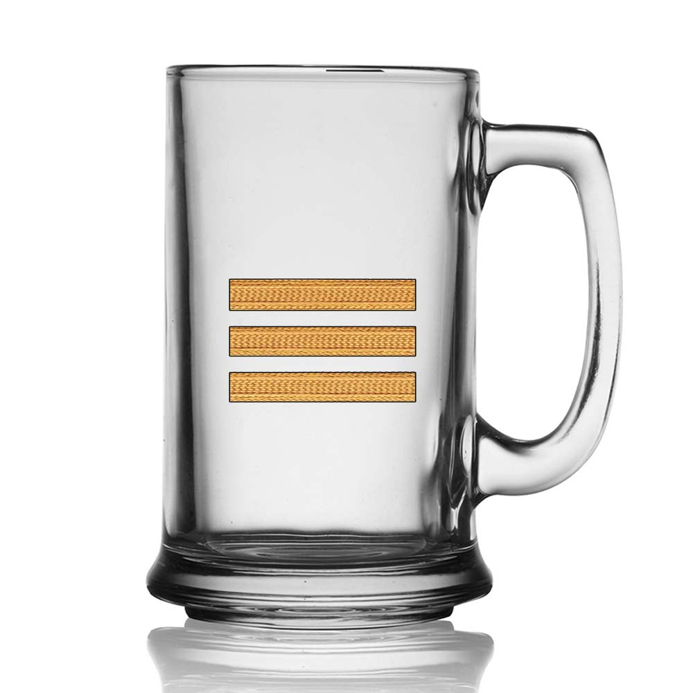 Golden Pilot Epaulettes 3 Lines Designed Beer Glass with Holder